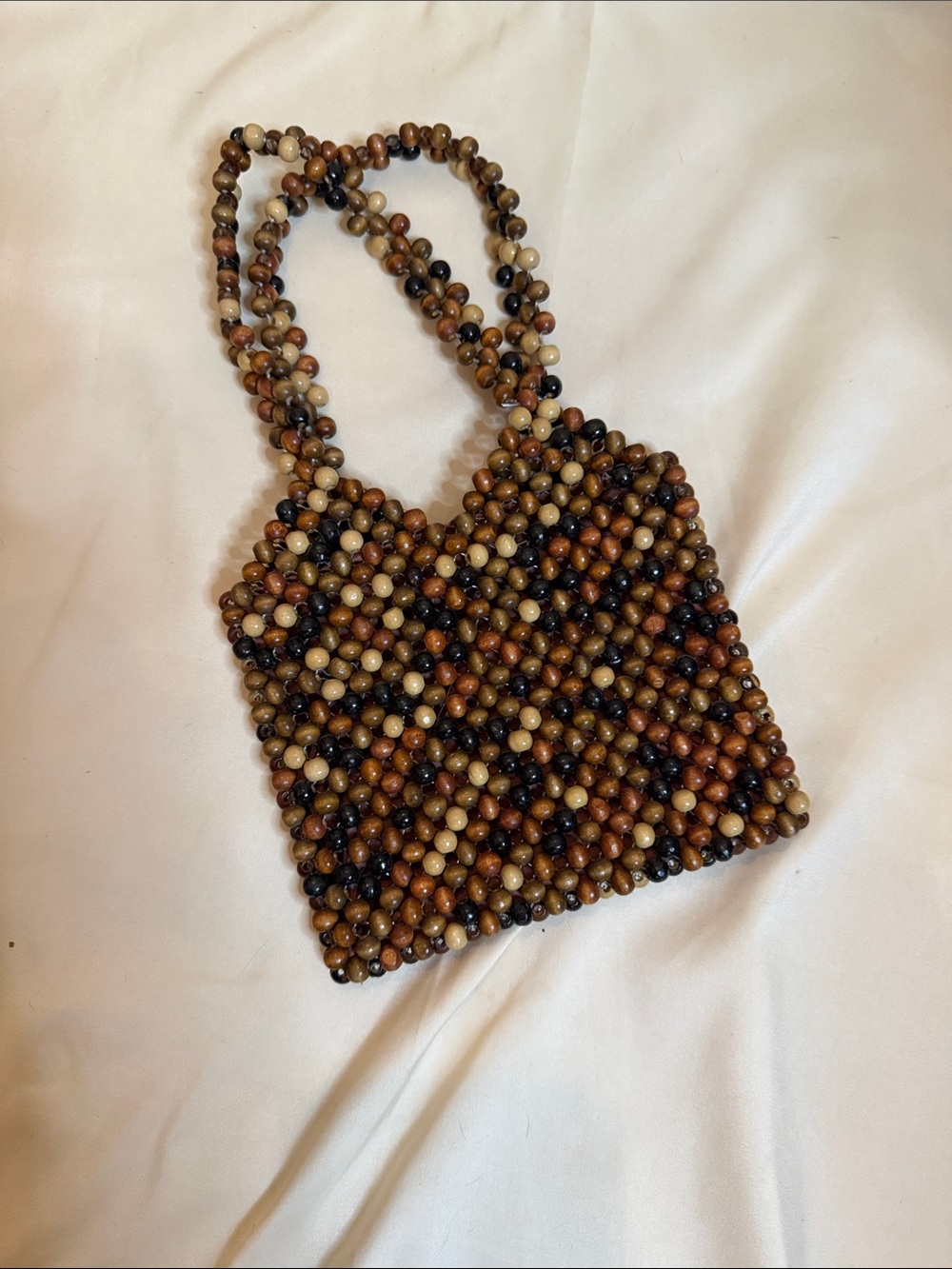 Handcrafted Beaded Mini Bag in Brown Multi